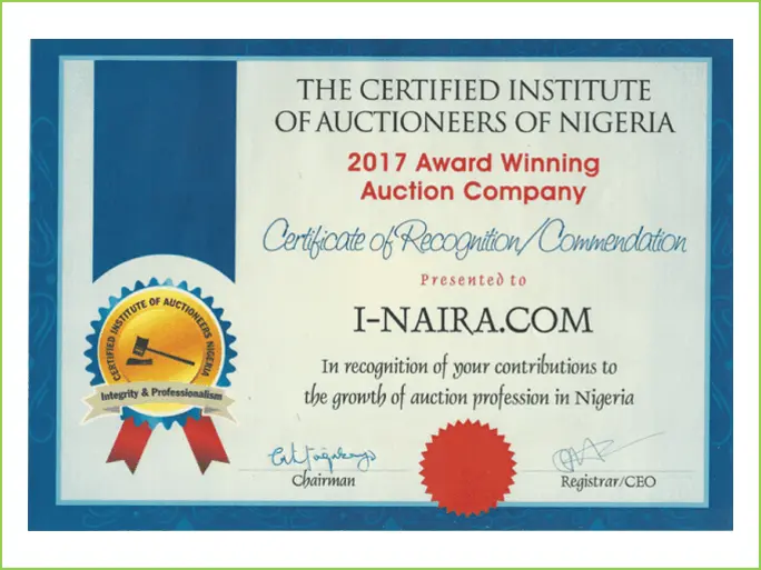 i-Naira.com - Award Winning Auction Company 2017 - 2018